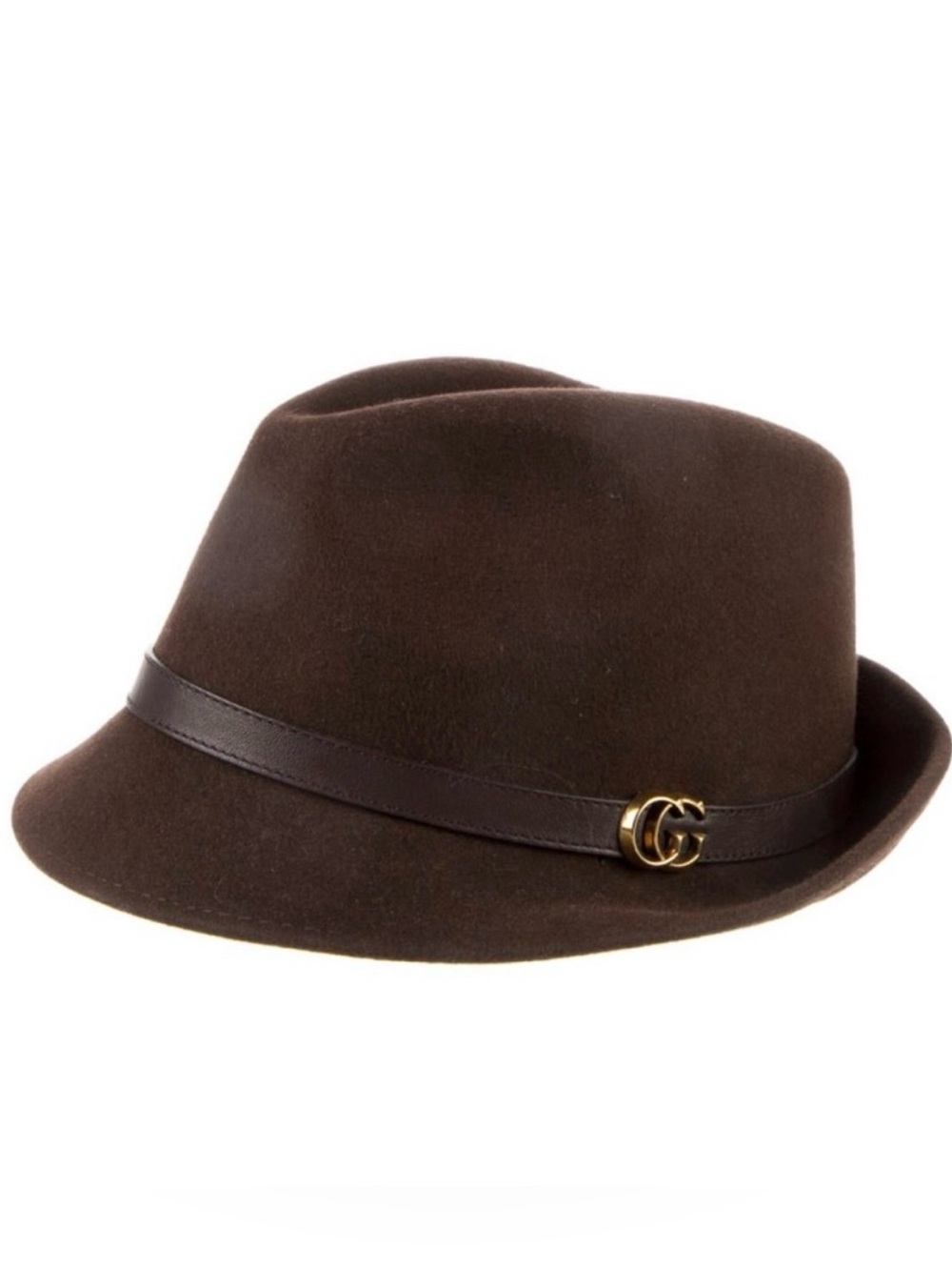GUCCI Running GG Fur Leather Trim Fedora Hat